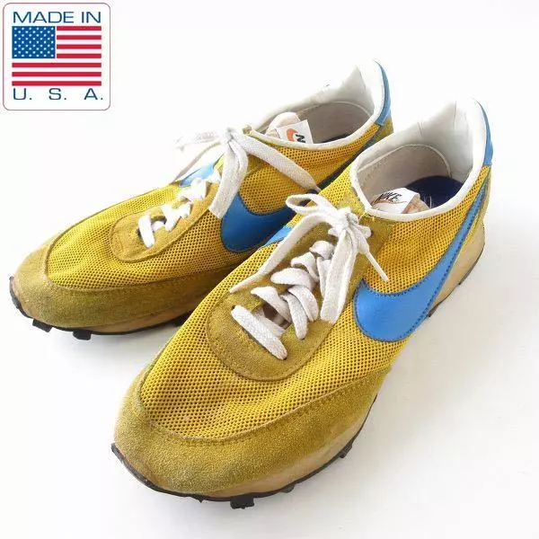 NIKE LDV running shoes Yellow x Light Blue US10.5 Made in USA 70s