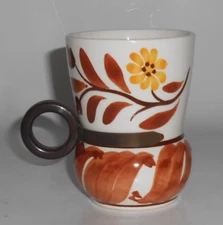 Vernon Kilns Pottery Gale Turnbull Hand Decorated T-632 Floral Tumbler w/Handle