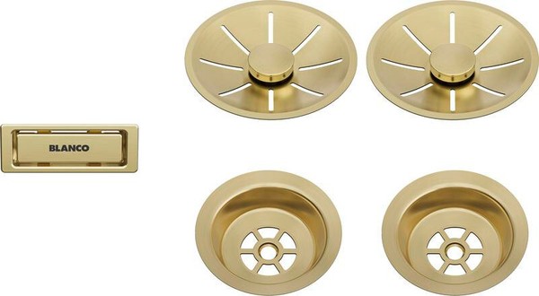 Blanco 203477 Ab- U. ÜBerlaufset Infino Satin Gold, Doppelbecken-image