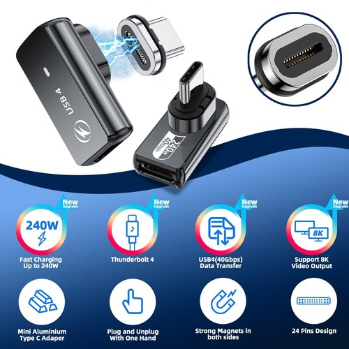 Lot de 2 adaptateurs magnétiques USB-C 240 W - Adaptateur USB C magnétique à ... - 第 2/7 張圖片