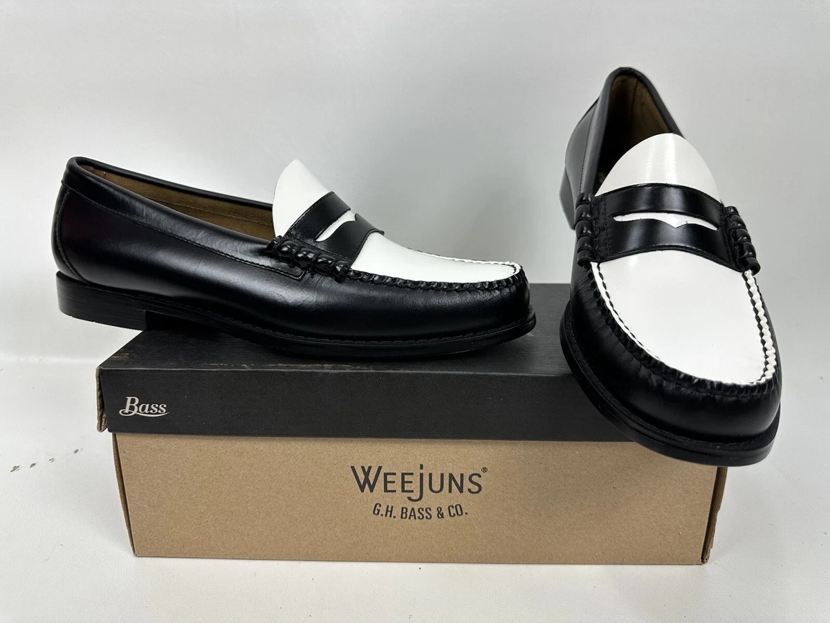 G.H. Bass Weejuns Men s Larson Penny Loafers Black White Size