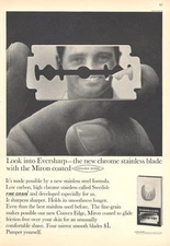 1966 Eversharp PRINT AD Shaving Blades feat: Mans reflection great Bathroom deco