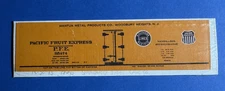Mantua HO Decal Sheet – Pacific Fruit Express PFE 854724 Reefer Car – 1950s-60s