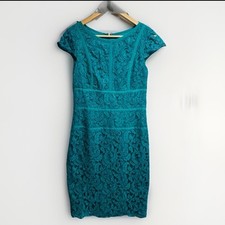 Adrianna Papell Lace Sheat Dress Green 8 Zip Lined Cocktail Party Career holiday