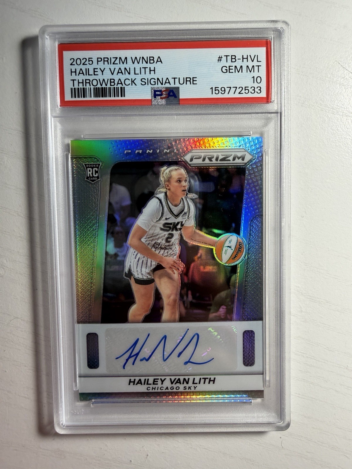 2025 Panini WNBA Prizm Hailey Van Lith Throwback Signatures RC Auto PSA 10