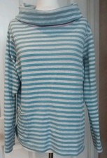 Seasalt Four Winds Striped Jumper Long sleeve Roll neck Cotton Pocket UK14