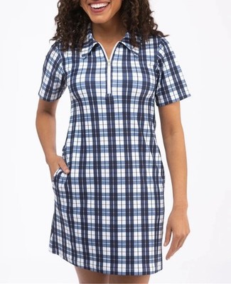 Smith & Quinn Ottolie Dress M Mariner s Plaid Preppy Fall Country Club