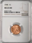 1948-P  1C LINCOLN WHEAT CENT "PHILADELPHIA MINT" NGC MS65 RD (RED) #8340717-460