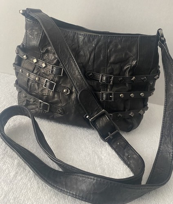 #ad #ad Treesje Leather Studded Shoulder Crossbody Bag Black As Seen On Gossip Girl $58.99