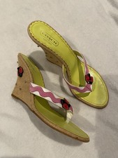 Coach Womens Ladybug Thong Wedge Sandals Leat...