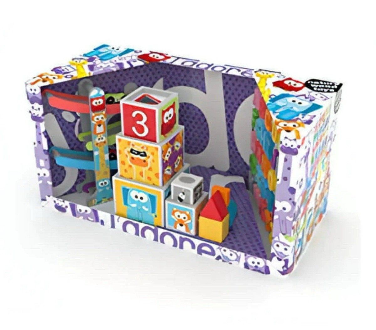 J'adore Race Track, Animal & Number Nesting Blocks, Abc Puzzle Set