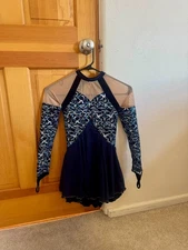Jerry's figure skating dress youth 10/12, navy blue with sparkly pattern