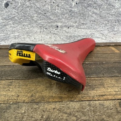 Vintage Selle Italia Turbo Matic 2 Saddle Seat Red Yellow 135mm