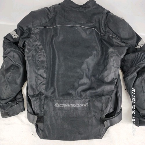 Street and Steel Armored Padded Motorcycle Jacket Men's Large Black Full-Zip - Picture 11 of 11