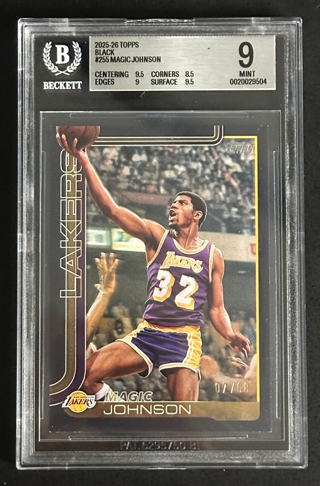 2025-26 Topps Basketball Magic Johnson Black 07/68 Lakers #255 BGS 9 MINT