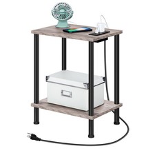 Side Table with Charging Station, End Table with USB Ports and Outlet
