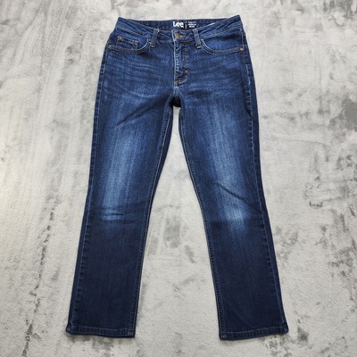 Lee Jeans Womens 6P PETITE Blue Regular Fit Mid Rise Straight Leg Stretch Denim