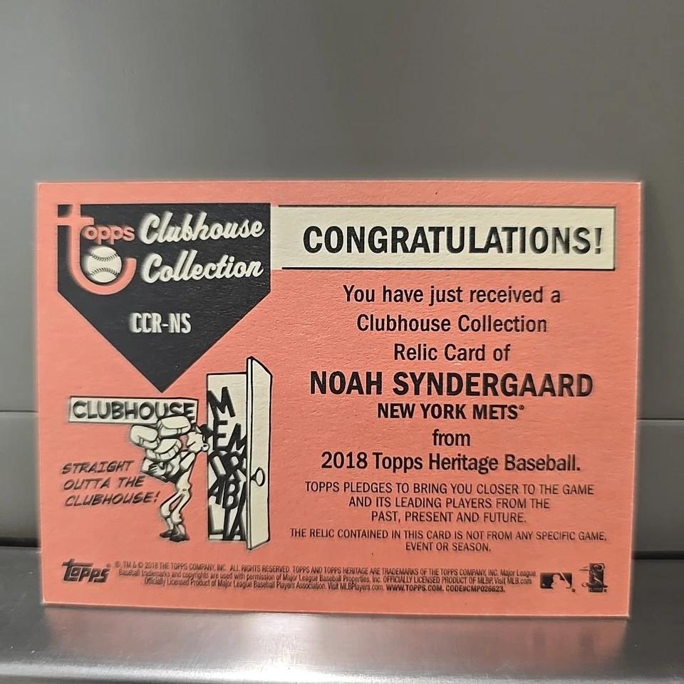 2018 Topps Heritage - Clubhouse Collection Relics Noah Syndergaard #CCR-NS (MEM) - Image 4 of 4