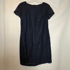 Banana Republic Petite Navy Lace Sheath Dress Short Sleeve Career 4P Workwear