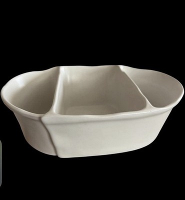Crate and Barrel Mimi Robinson Divided Bowl Matte Finish Made in Peru Off-White