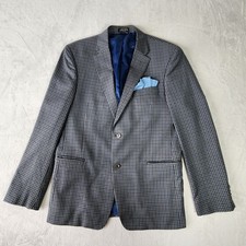 Tommy Hilfiger 100 Wool Blazer Mens 40R Sport Coat Brown Blue Check Hipster