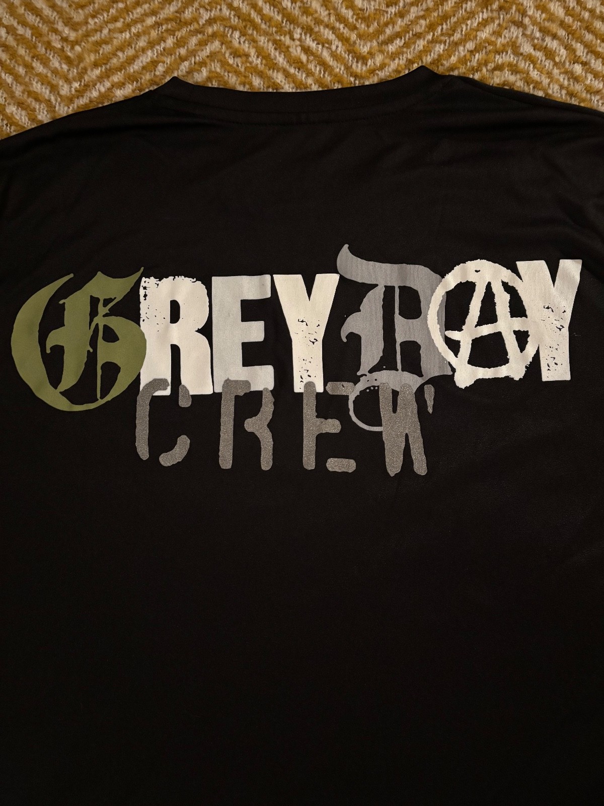 "CREW" Grey Day G59 Concert Staff Men's T-Shirt Short Sleeve Black Size Large 