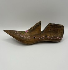 Vintage Wood Shoe Last Mold Pointed Toe 8.5 A Paris Square Hand Painted Floral