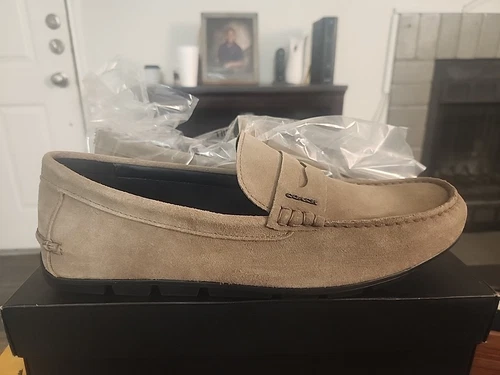 Scarpe eleganti casual da uomo Coach Mott Driver scamosciate nuove con etichette taglia 12 *vendita 4 luglio*