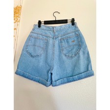 Vintage Chic Light Wash High Waisted Denim Shorts Made in USA Size 12