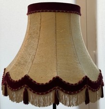 Lampenschirm, vintage, echt Schweinsblase / Samt rot - nur der Lampenschirm