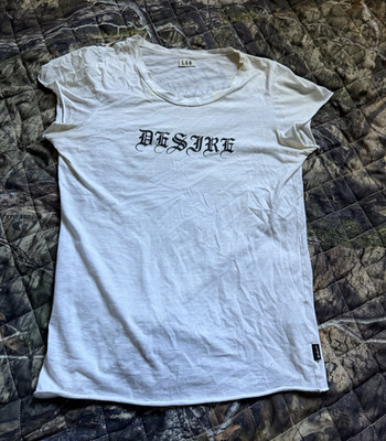 LGB S White Cotton  Desire  Scoop Neck Graphic Print Short Sleeve T-Shirt