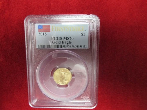 2015 American Gold Eagle $5.00 Coin, 1/10 oz. Gold Bullion! PCGS MS70!