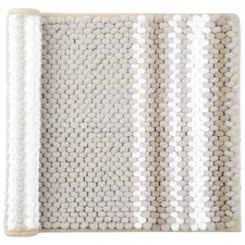 Chenille Striped NonSlip Bathroom Rug Khaki White 17 x 24 Inches
