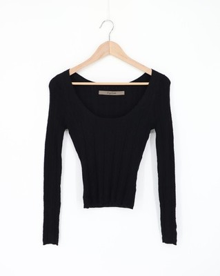 ENZA COSTA Pointelle Ballet Top Black S $135 E2