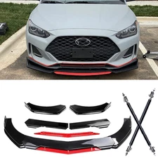 Front Bumper Lip Splitter Lower Spoiler Body Black+Red For Hyundai Veloster