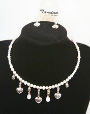 Silver Tone Heart w Love Necklace  Earring Set Fashion Costume Jewelry jx46 New