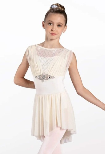 dance Costume Large Adult Ivory Weissman 13350 Ballet Lyrical Contemporary Velve