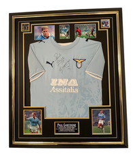 Maglia INCORNICIATA Paul Gascoigne del Lazio firmata maglia autografata esposizione incorniciata!
