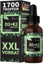 Vihado Vitamin D3 K2 Tropfen 1000 IE 50 ml 1700 Tropfen rein ohne
