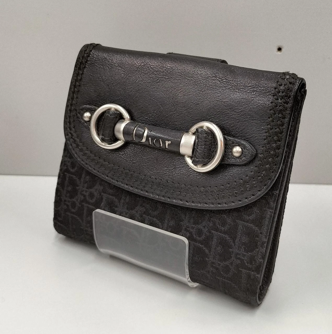Portefeuille Christian Dior 02 LU 1006 double pli cuir noir vintage