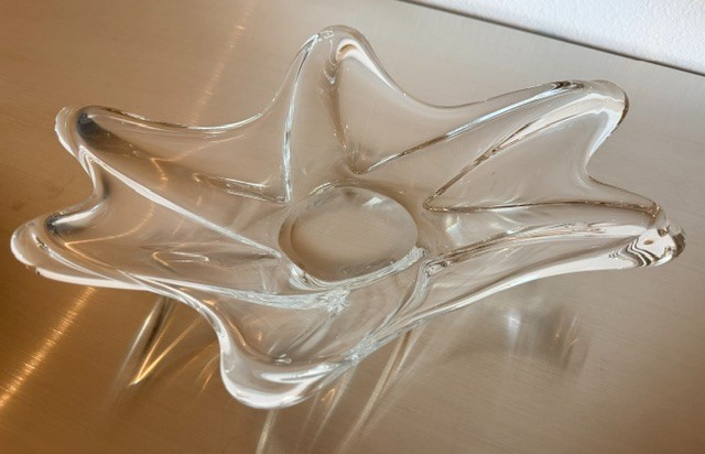 Daum France Crystal 13 " Centerpiece Bowl, Crystal Art Glass 6 Prong Splash Bowl