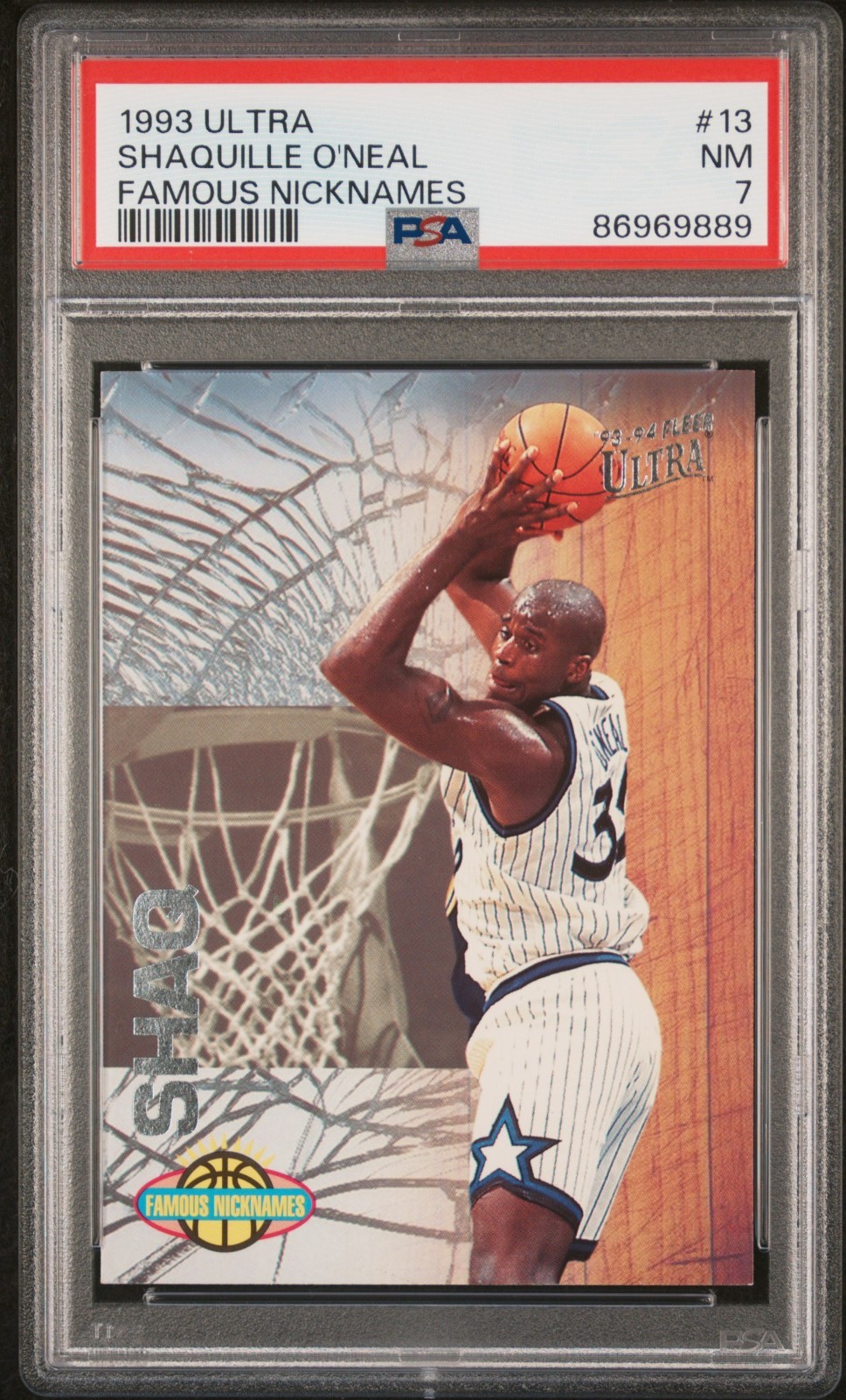 Fleer Ultra 1993-94 Famous Nicknames Shaquille O'Neal Magic PSA 7 🔥📈 view 1
