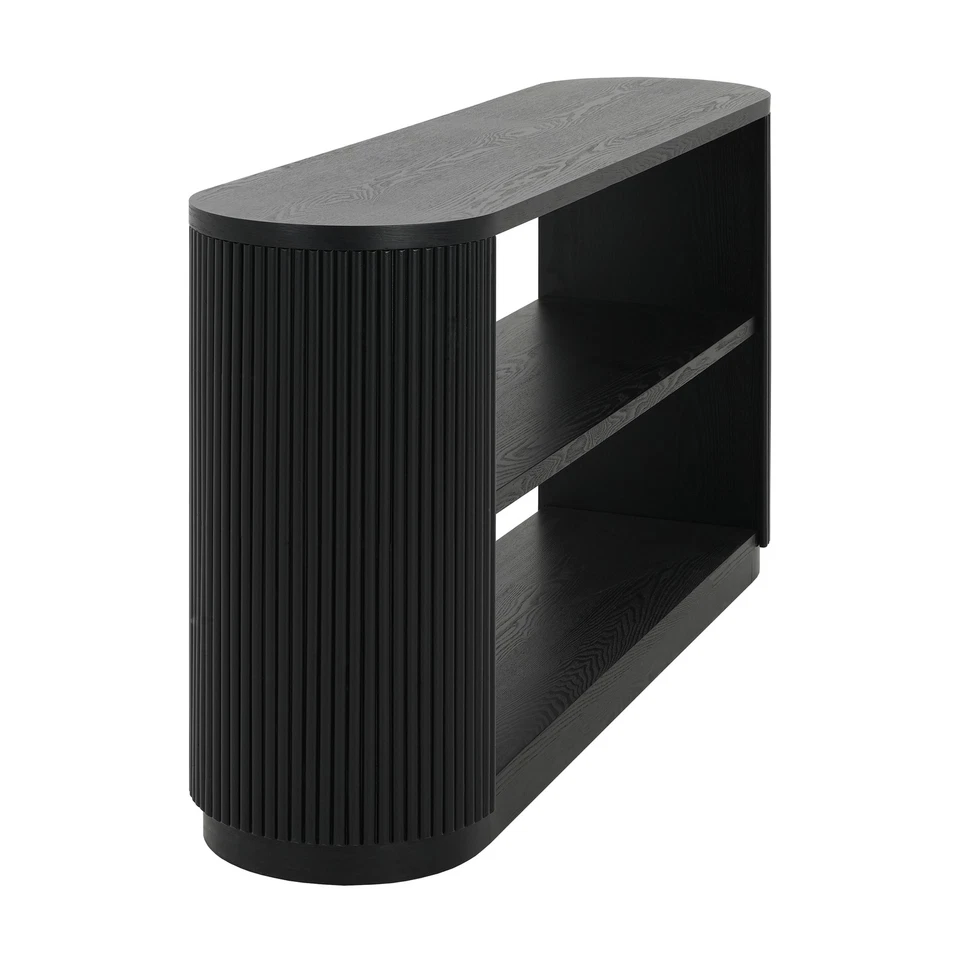 Consola de entrada moderna ovalada delgada de 59" - Diseño curvo con 2 estantes abiertos Foto 4 de 4