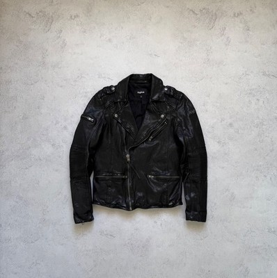 Tigha ''James'' 10th Anniversary Leather Biker Jacket Black Moto Size S