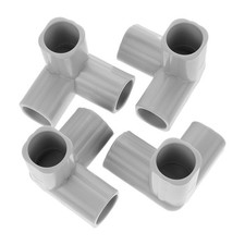 4 Pcs T Shaped PVC Pipe Fittings Tee Connectors for DIY PVC Furniture Grey