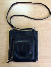 Fossil Crossbody Bag Womens Small Black Leather Organizer Front Pocket Purse