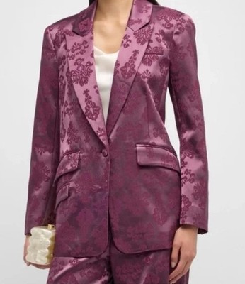 Cinq à Sept Faye Floral Jacquard Blazer Dark Fig Print Jacket Women s Size 4 NEW