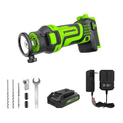 Greenworks 24V Cordless Drywall Cut-Out Tool with 2Ah USB Battery and 2A Charger