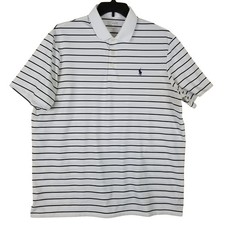 Polo Ralph Lauren Performance Mens XL Classic Fit Striped Polo Shirt White Navy