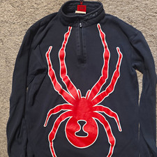 Spyder Kids Black Red Fleece 1/4 Zip Mock Neck Sweatshirt L Spider Logo